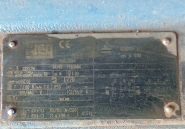 Plaqueta Identificação motor Weg 75cv