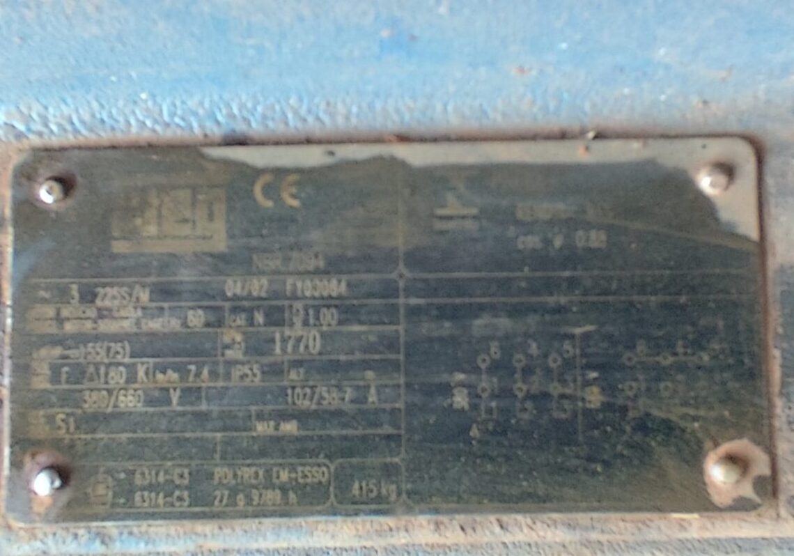 Plaqueta Identificação motor Weg 75cv